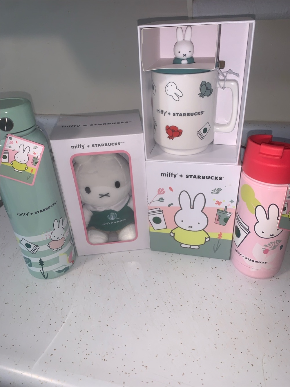 Starbucks Miffy Pink & Mint Drinkware and Plush Gift Set